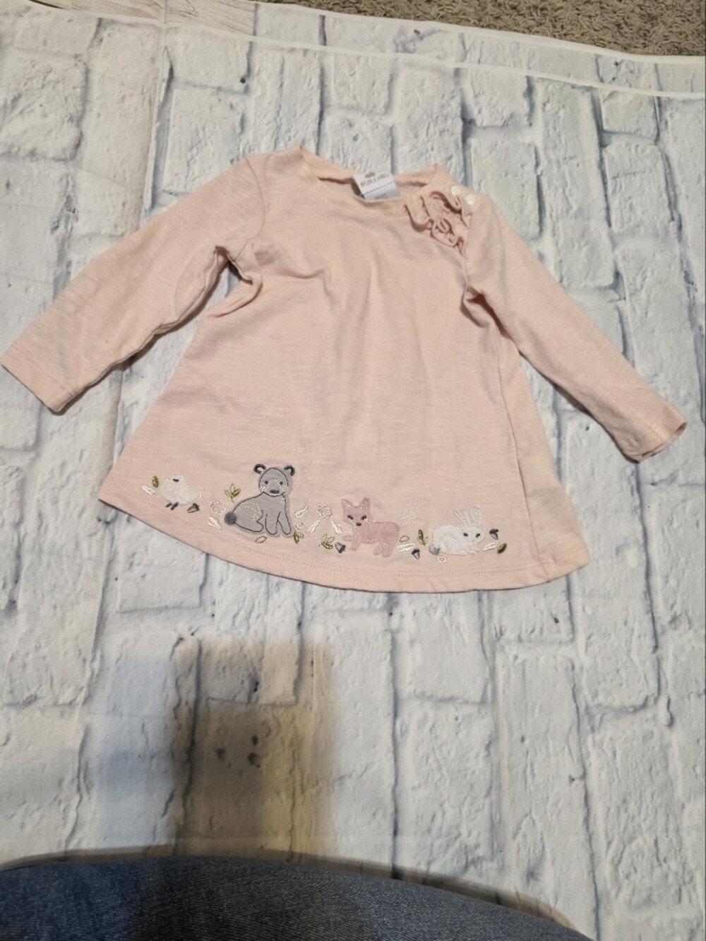 Dylan & Abby Girls' Light Pink Embroidered Long Sleeve Tunic Top